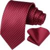 imageHISDERN Polka Dot Ties for Men Classic Silk Ties and Pocket Square Formal Business Necktie Handkerchief Wedding PartyAburgundy  White 1