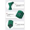imageHISDERN Polka Dot Ties for Men Classic Silk Ties and Pocket Square Formal Business Necktie Handkerchief Wedding PartyAgreen  White