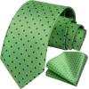 imageHISDERN Polka Dot Ties for Men Classic Silk Ties and Pocket Square Formal Business Necktie Handkerchief Wedding PartyAlawn Green  Blue 1