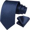 imageHISDERN Polka Dot Ties for Men Classic Silk Ties and Pocket Square Formal Business Necktie Handkerchief Wedding PartyAnavy Blue  White 1
