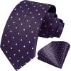 imageHISDERN Polka Dot Ties for Men Classic Silk Ties and Pocket Square Formal Business Necktie Handkerchief Wedding PartyApurple  White