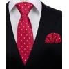 imageHISDERN Polka Dot Ties for Men Classic Silk Ties and Pocket Square Formal Business Necktie Handkerchief Wedding PartyAred  White