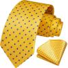 imageHISDERN Polka Dot Ties for Men Classic Silk Ties and Pocket Square Formal Business Necktie Handkerchief Wedding PartyAyellow  Blue