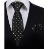 imageHISDERN Polka Dot Ties for Men Classic Silk Ties and Pocket Square Formal Business Necktie Handkerchief Wedding PartyBblack  White 2