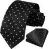 imageHISDERN Polka Dot Ties for Men Classic Silk Ties and Pocket Square Formal Business Necktie Handkerchief Wedding PartyBblack  White 2
