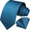 imageHISDERN Polka Dot Ties for Men Classic Silk Ties and Pocket Square Formal Business Necktie Handkerchief Wedding PartyBblue