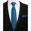 imageHISDERN Polka Dot Ties for Men Classic Silk Ties and Pocket Square Formal Business Necktie Handkerchief Wedding PartyBblue
