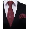 imageHISDERN Polka Dot Ties for Men Classic Silk Ties and Pocket Square Formal Business Necktie Handkerchief Wedding PartyBburgundy  White 2