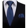 imageHISDERN Polka Dot Ties for Men Classic Silk Ties and Pocket Square Formal Business Necktie Handkerchief Wedding PartyBnavy Blue  White 1
