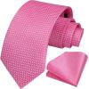 imageHISDERN Polka Dot Ties for Men Classic Silk Ties and Pocket Square Formal Business Necktie Handkerchief Wedding PartyBpink  White