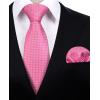 imageHISDERN Polka Dot Ties for Men Classic Silk Ties and Pocket Square Formal Business Necktie Handkerchief Wedding PartyBpink  White