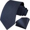 imageHISDERN Polka Dot Ties for Men Classic Silk Ties and Pocket Square Formal Business Necktie Handkerchief Wedding PartyBslate Blue  White