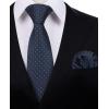imageHISDERN Polka Dot Ties for Men Classic Silk Ties and Pocket Square Formal Business Necktie Handkerchief Wedding PartyBslate Blue  White