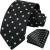 imageHISDERN Polka Dot Ties for Men Classic Silk Ties and Pocket Square Formal Business Necktie Handkerchief Wedding PartyCblack  White