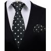 imageHISDERN Polka Dot Ties for Men Classic Silk Ties and Pocket Square Formal Business Necktie Handkerchief Wedding PartyCblack  White