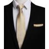 imageHISDERN Polka Dot Ties for Men Classic Silk Ties and Pocket Square Formal Business Necktie Handkerchief Wedding PartyChampagne