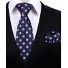 imageHISDERN Polka Dot Ties for Men Classic Silk Ties and Pocket Square Formal Business Necktie Handkerchief Wedding PartyCnavy Blue  Pinka