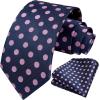 imageHISDERN Polka Dot Ties for Men Classic Silk Ties and Pocket Square Formal Business Necktie Handkerchief Wedding PartyCnavy Blue  Pinka