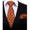 imageHISDERN Polka Dot Ties for Men Classic Silk Ties and Pocket Square Formal Business Necktie Handkerchief Wedding PartyCorange  Navy Blue