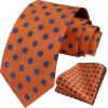 imageHISDERN Polka Dot Ties for Men Classic Silk Ties and Pocket Square Formal Business Necktie Handkerchief Wedding PartyCorange  Navy Blue