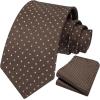 imageHISDERN Polka Dot Ties for Men Classic Silk Ties and Pocket Square Formal Business Necktie Handkerchief Wedding PartyDbrown