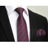 imageHISDERN Polka Dot Ties for Men Classic Silk Ties and Pocket Square Formal Business Necktie Handkerchief Wedding PartyDdark Purple