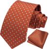 imageHISDERN Polka Dot Ties for Men Classic Silk Ties and Pocket Square Formal Business Necktie Handkerchief Wedding PartyDorange