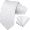 imageHISDERN Polka Dot Ties for Men Classic Silk Ties and Pocket Square Formal Business Necktie Handkerchief Wedding PartyDwhite