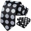 imageHISDERN Polka Dot Ties for Men Classic Silk Ties and Pocket Square Formal Business Necktie Handkerchief Wedding PartyEblack  Silver