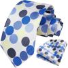 imageHISDERN Polka Dot Ties for Men Classic Silk Ties and Pocket Square Formal Business Necktie Handkerchief Wedding PartyEblue  Beige