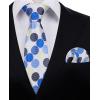 imageHISDERN Polka Dot Ties for Men Classic Silk Ties and Pocket Square Formal Business Necktie Handkerchief Wedding PartyEblue  Beige