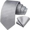 imageHISDERN Polka Dot Ties for Men Classic Silk Ties and Pocket Square Formal Business Necktie Handkerchief Wedding PartyEgray 1