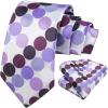 imageHISDERN Polka Dot Ties for Men Classic Silk Ties and Pocket Square Formal Business Necktie Handkerchief Wedding PartyEpurple  White