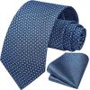 imageHISDERN Polka Dot Ties for Men Classic Silk Ties and Pocket Square Formal Business Necktie Handkerchief Wedding PartyFblue