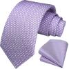 imageHISDERN Polka Dot Ties for Men Classic Silk Ties and Pocket Square Formal Business Necktie Handkerchief Wedding PartyFlavender