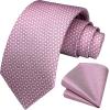 imageHISDERN Polka Dot Ties for Men Classic Silk Ties and Pocket Square Formal Business Necktie Handkerchief Wedding PartyFpink