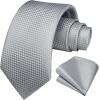 imageHISDERN Polka Dot Ties for Men Classic Silk Ties and Pocket Square Formal Business Necktie Handkerchief Wedding PartyGgrey1