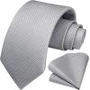 imageHISDERN Polka Dot Ties for Men Classic Silk Ties and Pocket Square Formal Business Necktie Handkerchief Wedding PartyGgrey3
