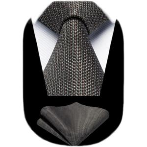 imageHISDERN Polka Dot Ties for Men Classic Silk Ties and Pocket Square Formal Business Necktie Handkerchief Wedding PartyGdark Green