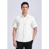 imageHISDERN Mens Short Sleeve Dress Shirts Solid Wrinkle Free Formal Summer Shirt Business Casual Stretch Button Down Shirts01white
