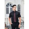 imageHISDERN Mens Short Sleeve Dress Shirts Solid Wrinkle Free Formal Summer Shirt Business Casual Stretch Button Down Shirts02black