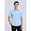 imageHISDERN Mens Short Sleeve Dress Shirts Solid Wrinkle Free Formal Summer Shirt Business Casual Stretch Button Down ShirtsBlight Blue