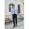 imageHISDERN Mens Short Sleeve Dress Shirts Solid Wrinkle Free Formal Summer Shirt Business Casual Stretch Button Down ShirtsBlight Blue