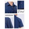 imageHISDERN Mens Short Sleeve Dress Shirts Solid Wrinkle Free Formal Summer Shirt Business Casual Stretch Button Down ShirtsBnavy Blue