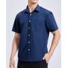 imageHISDERN Mens Short Sleeve Dress Shirts Solid Wrinkle Free Formal Summer Shirt Business Casual Stretch Button Down ShirtsBnavy Blue