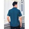 imageHISDERN Mens Short Sleeve Dress Shirts Solid Wrinkle Free Formal Summer Shirt Business Casual Stretch Button Down ShirtsBteal
