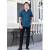 imageHISDERN Mens Short Sleeve Dress Shirts Solid Wrinkle Free Formal Summer Shirt Business Casual Stretch Button Down ShirtsBteal