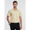 imageHISDERN Mens Short Sleeve Dress Shirts Solid Wrinkle Free Formal Summer Shirt Business Casual Stretch Button Down ShirtsChampagne