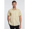 imageHISDERN Mens Short Sleeve Dress Shirts Solid Wrinkle Free Formal Summer Shirt Business Casual Stretch Button Down ShirtsChampagne
