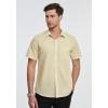 imageHISDERN Mens Short Sleeve Dress Shirts Solid Wrinkle Free Formal Summer Shirt Business Casual Stretch Button Down ShirtsChampagne